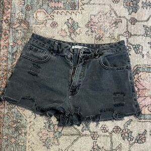 PacSun Women's Dark Gray Distressed Jean Shorts